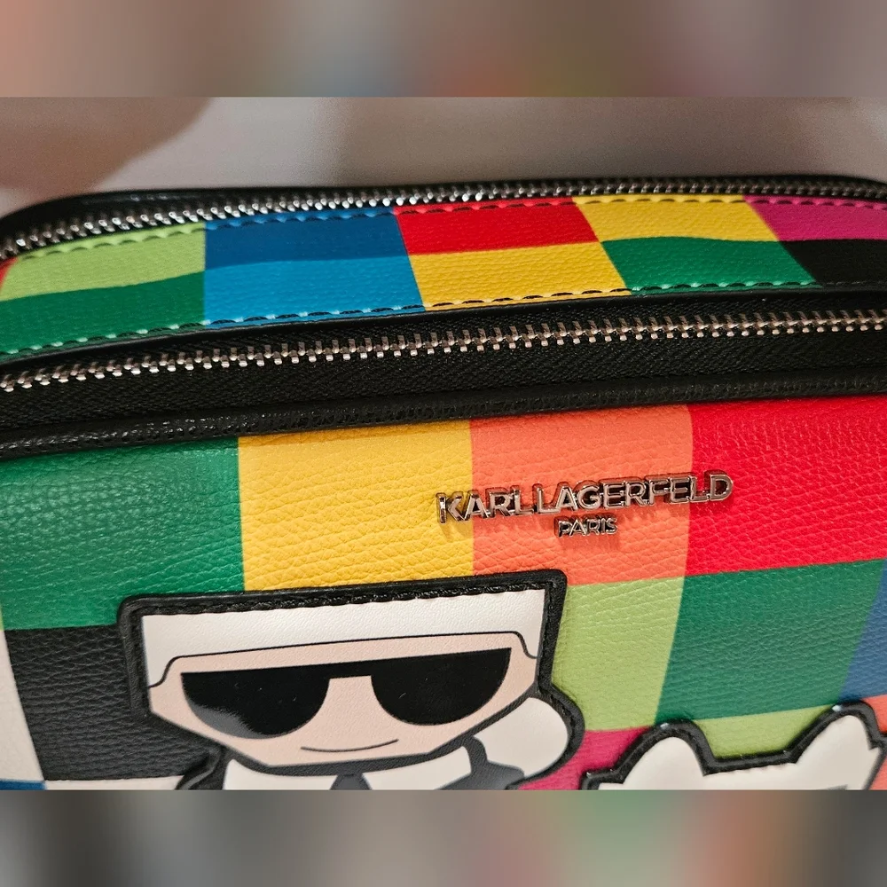 NWT Karl Lagerfeld Paris Maybelle Camera Multi Color Crossbody Bag In Box - Picture 7 of 7